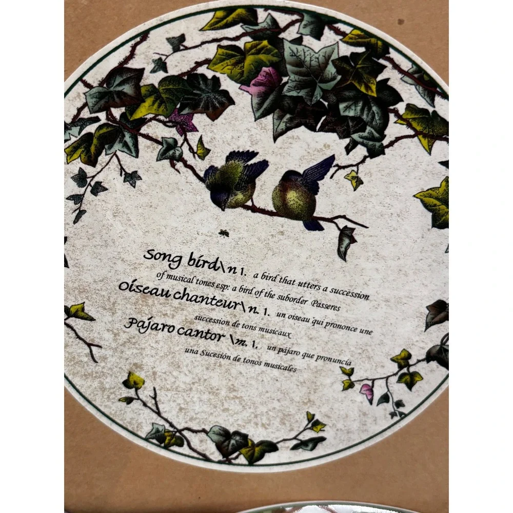 Song Bird Salad Plates Set of 5 Ivy and Birds Botanical Design 8